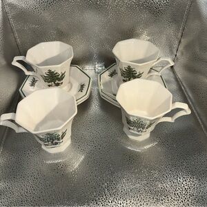Nikko Christmastime porcelain 4 coffee/ tea cups & saucers